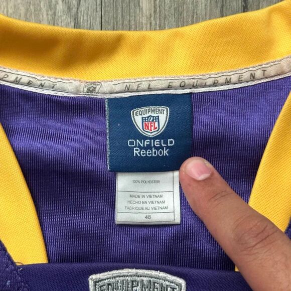 Vintage NFL Adrian Peterson On Field Cut & Sewn Reebok Vikings Jersey Size 48 - Picture 4 of 6